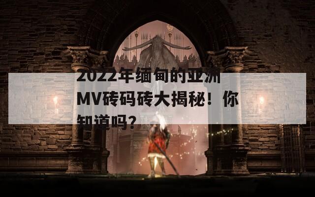 2022年缅甸的亚洲MV砖码砖大揭秘！你知道吗？