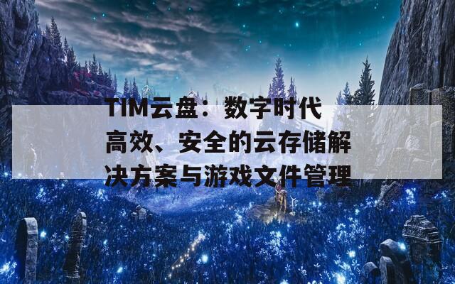 TIM云盘：数字时代高效、安全的云存储解决方案与游戏文件管理