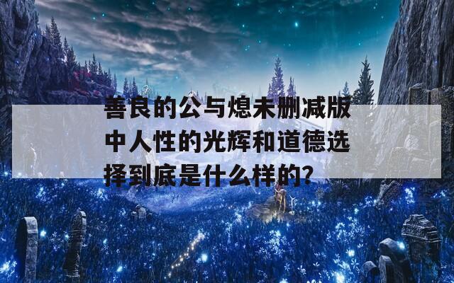 善良的公与熄未删减版中人性的光辉和道德选择到底是什么样的？