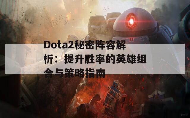 Dota2秘密阵容解析：提升胜率的英雄组合与策略指南