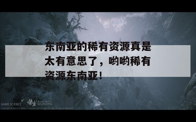 东南亚的稀有资源真是太有意思了，哟哟稀有资源东南亚！