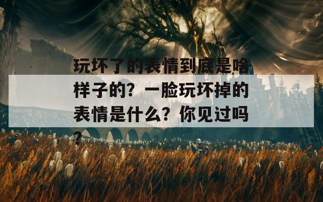 玩坏了的表情到底是啥样子的？一脸玩坏掉的表情是什么？你见过吗？