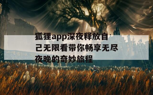 狐狸app深夜释放自己无限看带你畅享无尽夜晚的奇妙旅程