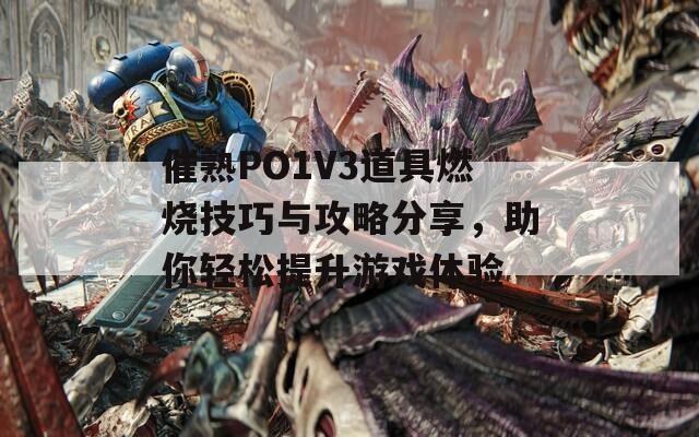 催熟PO1V3道具燃烧技巧与攻略分享，助你轻松提升游戏体验