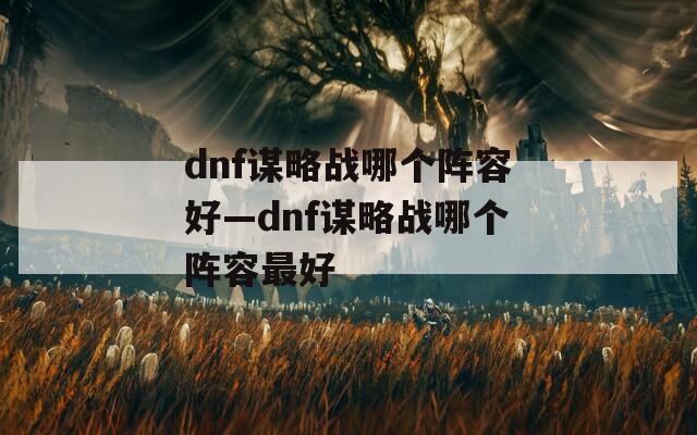 dnf谋略战哪个阵容好—dnf谋略战哪个阵容最好