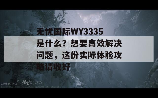 无忧国际WY3335是什么？想要高效解决问题，这份实际体验攻略请收好