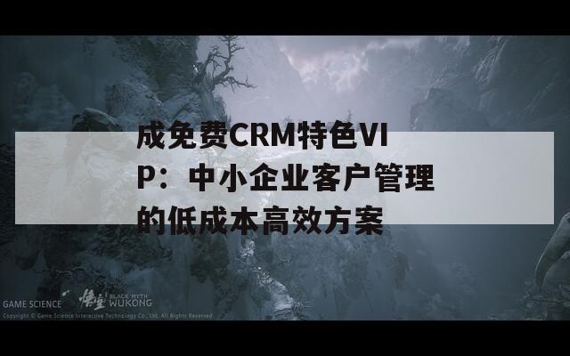 成免费CRM特色VIP：中小企业客户管理的低成本高效方案