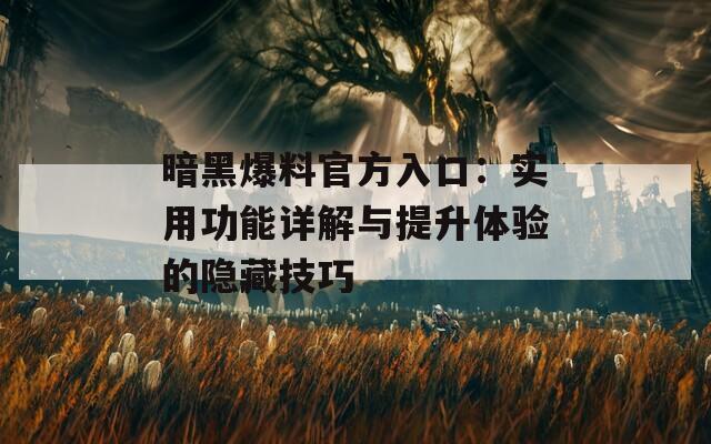 暗黑爆料官方入口：实用功能详解与提升体验的隐藏技巧