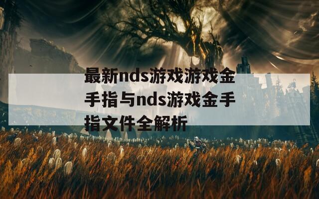 最新nds游戏游戏金手指与nds游戏金手指文件全解析