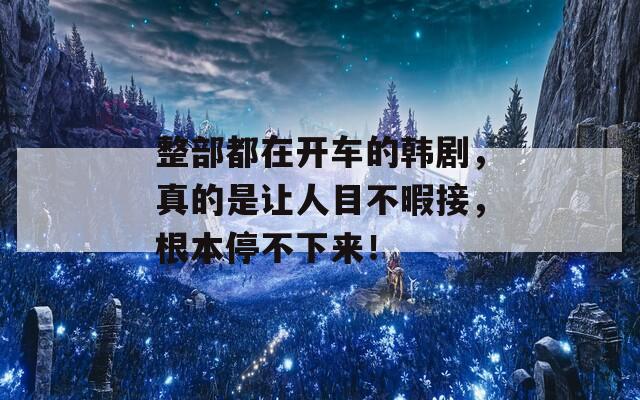 整部都在开车的韩剧，真的是让人目不暇接，根本停不下来！